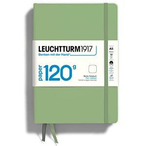 LEUCHTTURM1917 364426 Notizbuch 120g/m² Paper Edition, Hardcover, Medium (A5), Salbei, blanko LEUCHTTURM1917 364426 Notizbuch 120g/m² Paper Edition, Hardcover, Medium (A5), Salbei, blanko
