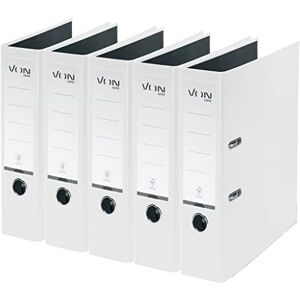 Leitz VON 5er Pack Ordner A4, Karton mit Kunststoffeinband, 80 mm Rückenbreite, Von , Für 600 Blatt, FSC-zertifizierter Karton, Für Schule, Studium & Haushalt, Weiß, 10551001 Leitz VON 5er Pack Ordner A4, Karton mit Kunststoffeinband, 80 mm Rückenbreite, Von , Für 600 Blatt, FSC-zertifizierter Karton, Für Schule, Studium & Haushalt, Weiß, 10551001