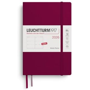 LEUCHTTURM1917 372716 Wochenkalender Paperback (B6+) 2026, Port Red, Englisch LEUCHTTURM1917 372716 Wochenkalender Paperback (B6+) 2026, Port Red, Englisch