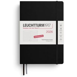 LEUCHTTURM1917 372599 Tageskalender Dotted Medium (A5) 2026, 12 Monate, Schwarz, Deutsch LEUCHTTURM1917 372599 Tageskalender Dotted Medium (A5) 2026, 12 Monate, Schwarz, Deutsch