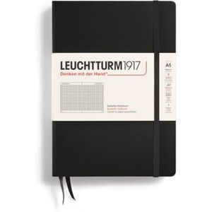 LEUCHTTURM1917 315928 Notizbuch Medium (A5), Hardcover, 251 nummerierte Seiten, Schwarz, kariert LEUCHTTURM1917 315928 Notizbuch Medium (A5), Hardcover, 251 nummerierte Seiten, Schwarz, kariert