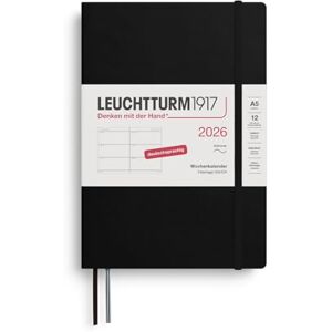 LEUCHTTURM1917 372555 Wochenkalender Medium (A5) 2026, 12 Monate, Softcover, Schwarz, Deutsch LEUCHTTURM1917 372555 Wochenkalender Medium (A5) 2026, 12 Monate, Softcover, Schwarz, Deutsch