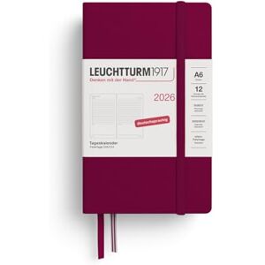 LEUCHTTURM1917 372598 Tageskalender Pocket (A6) 2026, 12 Monate, Port Red, Deutsch LEUCHTTURM1917 372598 Tageskalender Pocket (A6) 2026, 12 Monate, Port Red, Deutsch