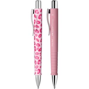 Faber-Castell 205293 Kugelschreiber Poly Ball, Leo Sugarspots und rosa, 2 Stück, mit auswechselbarer XB Mine, dokumentenecht Faber-Castell 205293 Kugelschreiber Poly Ball, Leo Sugarspots und rosa, 2 Stück, mit auswechselbarer XB Mine, dokumentenecht