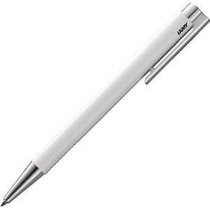 Lamy logo M+ Kugelschreiber 204 aus bruchfestem Kunststoff in der Farbe weiß mit verchromter Spitze und Drücker, inkl. Großraummine M 16 Strichbreite M in blau Lamy logo M+ Kugelschreiber 204 aus bruchfestem Kunststoff in der Farbe weiß mit verchromter Spitze und Drücker, inkl. Großraummine M 16 Strichbreite M in blau
