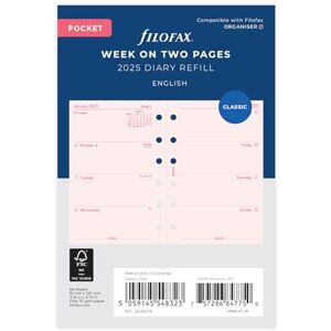Filofax Taschenkalender 2025, Woche auf 2 Seiten, Englisch, Rosa Filofax Taschenkalender 2025, Woche auf 2 Seiten, Englisch, Rosa
