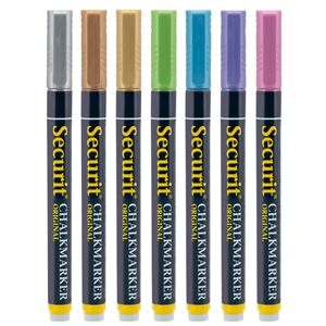 SECURIT 7er-Set Kreidemarker Für nicht-poröse Oberflächen (Schwarze Tafel, Glas, Metall, Spiegel...) Dünne Spitze 1-2 mm Multicolor Metallic SECURIT 7er-Set Kreidemarker Für nicht-poröse Oberflächen (Schwarze Tafel, Glas, Metall, Spiegel...) Dünne Spitze 1-2 mm Multicolor Metallic