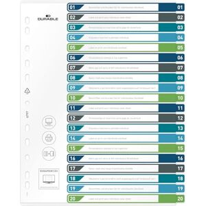 Durable Register 1-20, A4+ hoch, beschriftbares Indexblatt, 100% recycelbar, mehrfarbig, 679727 Durable Register 1-20, A4+ hoch, beschriftbares Indexblatt, 100% recycelbar, mehrfarbig, 679727