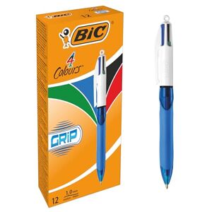 BIC 4 Farben Kugelschreiber Set 4 Colours Grip, mit gummierter Griff-Fläche, 12er Pack, Ideal für das Büro, das Home Office oder die Schule BIC 4 Farben Kugelschreiber Set 4 Colours Grip, mit gummierter Griff-Fläche, 12er Pack, Ideal für das Büro, das Home Office oder die Schule