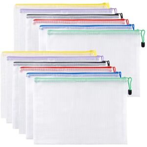 Carehabi 12 Pcs Dokumententasche mit Reißverschluss A4, Wasserdichte Document Case, Mesh Beutel mit Reißverschluss, Datei Zipper Tasche Mesh Kunststoff Reißverschlusstasche für Dokumente, Kosmetika, R Carehabi 12 Pcs Dokumententasche mit Reißverschluss A4, Wasserdichte Document Case, Mesh Beutel mit Reißverschluss, Datei Zipper Tasche Mesh Kunststoff Reißverschlusstasche für Dokumente, Kosmetika, R