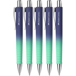 Faber-Castell 205338 Kugelschreiber Poly Ball Bluzzing Blue, 5 Stück, mit auswechselbarer XB Mine, dokumentenecht Faber-Castell 205338 Kugelschreiber Poly Ball Bluzzing Blue, 5 Stück, mit auswechselbarer XB Mine, dokumentenecht