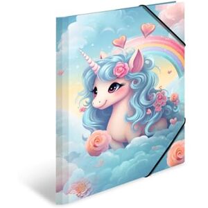 HERMA Sammelmappe A3 Happy Einhorn, Eckspanner-Mappe aus Pappe mit Kindergarten Motiv, Gummizug, Innenklappen und Innendruck für Jungen, Mädchen und Kinder HERMA Sammelmappe A3 Happy Einhorn, Eckspanner-Mappe aus Pappe mit Kindergarten Motiv, Gummizug, Innenklappen und Innendruck für Jungen, Mädchen und Kinder