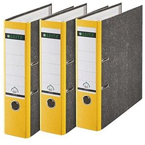 Leitz Qualitäts-Ordner, 3er-Pack, Wolkenmarmor-Papier, A4, 8 cm Rückenbreite, Gelb, 310305015 Leitz Qualitäts-Ordner, 3er-Pack, Wolkenmarmor-Papier, A4, 8 cm Rückenbreite, Gelb, 310305015