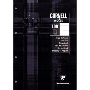 Clairefontaine 58198C Schreibblock Notizblock CORNELL, DIN A4, 21x29,7 cm, 100 Blatt liniert 90g, 4-fach gelocht, 1 Stück Clairefontaine 58198C Schreibblock Notizblock CORNELL, DIN A4, 21x29,7 cm, 100 Blatt liniert 90g, 4-fach gelocht, 1 Stück