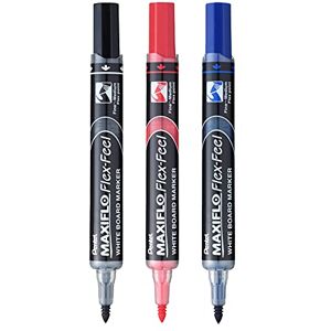 Pentel MWL5SBF Maxiflo Flex-Feel Whiteboard-Marker, flexible Spitze, 3 Stück (schwarz, rot, blau) Pentel MWL5SBF Maxiflo Flex-Feel Whiteboard-Marker, flexible Spitze, 3 Stück (schwarz, rot, blau)