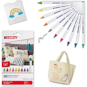 edding 4600 Textilstift 10 Farben im Set (Basic) Rundspitze 1 mm Textilstifte waschmaschinenfest (60 °C) zum Stoff bemalen Stoffmalstift edding 4600 Textilstift 10 Farben im Set (Basic) Rundspitze 1 mm Textilstifte waschmaschinenfest (60 °C) zum Stoff bemalen Stoffmalstift