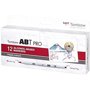 Tombow ABTP-12P-2 Alkoholbasierter Marker ABT PRO zwei Spitzen Pastel Colors Tombow ABTP-12P-2 Alkoholbasierter Marker ABT PRO zwei Spitzen Pastel Colors