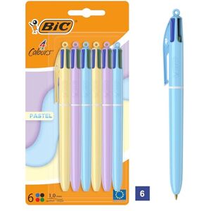 BIC 4 Farben Kugelschreiber Set in Pastell, in verschiedenen Farben, 6er Pack, Ideal für das Büro, das Home Office oder die Schule BIC 4 Farben Kugelschreiber Set in Pastell, in verschiedenen Farben, 6er Pack, Ideal für das Büro, das Home Office oder die Schule