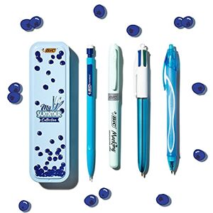 BIC 978217 Stifte Set in Metallbox: 1 Kugelschreiber, 1 Textmarker, 1 Tintenroller und 1 Druckbleistift, My Summer Collection Blau, 4 Stück (1er Pack) BIC 978217 Stifte Set in Metallbox: 1 Kugelschreiber, 1 Textmarker, 1 Tintenroller und 1 Druckbleistift, My Summer Collection Blau, 4 Stück (1er Pack)