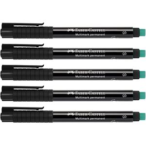 Faber-Castell 205020 Marker Multimark S 152399, permanent, schwarz, 5 Stück Faber-Castell 205020 Marker Multimark S 152399, permanent, schwarz, 5 Stück