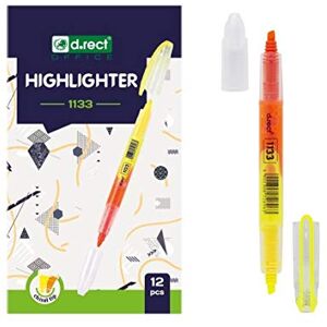 D.RECT 1133 Textmarker mit Schrägkeilspitze Doppelspitzen-Highlighter Gelb / Orange x 12 Stück D.RECT 1133 Textmarker mit Schrägkeilspitze Doppelspitzen-Highlighter Gelb / Orange x 12 Stück