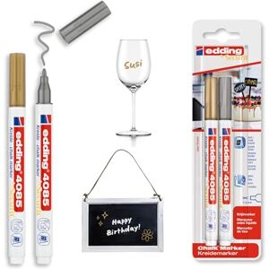 edding 4085 Kreidemarker gold,silber 2 Kreidestifte Rundspitze 1-2 mm dünner Kreidestift für Tafel abwischbar zum Beschriften von Fenster, Glas, Spiegel Tafelstift mit deckenden Farben edding 4085 Kreidemarker gold,silber 2 Kreidestifte Rundspitze 1-2 mm dünner Kreidestift für Tafel abwischbar zum Beschriften von Fenster, Glas, Spiegel Tafelstift mit deckenden Farben