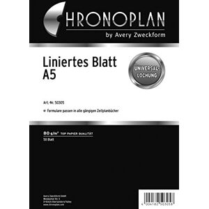 Avery Chronoplan 50305 linierte Kalendereinlagen zum Nachfüllen für Terminplaner (A5-Format, 50 linierte Blätter mit Universallochung, 80g/m², ideal für Notizen und Skizzen, für viele Organizer) Avery Chronoplan 50305 linierte Kalendereinlagen zum Nachfüllen für Terminplaner (A5-Format, 50 linierte Blätter mit Universallochung, 80g/m², ideal für Notizen und Skizzen, für viele Organizer)