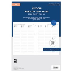 Filofax A4 Woche auf zwei Seiten 5 Sprachen Termine 2026 Terminplaner 26-68714 Filofax A4 Woche auf zwei Seiten 5 Sprachen Termine 2026 Terminplaner 26-68714