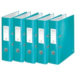 Leitz Qualitäts-Ordner 180°, 5er Pack, A4, 8 cm Rückenbreite, laminierte Graupappe, Eisblau, WOW Serie, Design kann variieren, 10054051 Leitz Qualitäts-Ordner 180°, 5er Pack, A4, 8 cm Rückenbreite, laminierte Graupappe, Eisblau, WOW Serie, Design kann variieren, 10054051