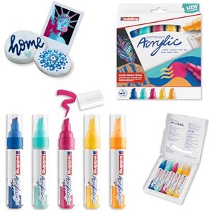 edding 5000 Acrylmarker gelb, sonnengelb, blau, pink, türkis 5 Acrylfarben Set (abstrakt) Keilspitze 5-10 mm Acryl Farben zum Malen auf Leinwand, Holz Acrylstifte für Steine wasserfest edding 5000 Acrylmarker gelb, sonnengelb, blau, pink, türkis 5 Acrylfarben Set (abstrakt) Keilspitze 5-10 mm Acryl Farben zum Malen auf Leinwand, Holz Acrylstifte für Steine wasserfest