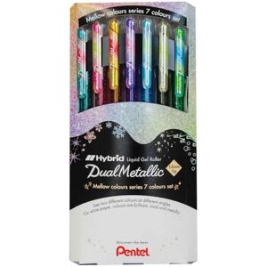 Pentel Hybrid Dual Metallic, 7er Pack Tintenroller Metallic Pastell K110 Pentel Hybrid Dual Metallic, 7er Pack Tintenroller Metallic Pastell K110
