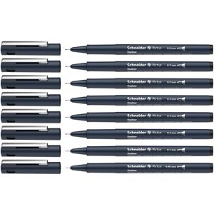 Schneider Pictus Fineliner (8 verschiedene Strichstärken: 0,05 0,9 mm, dokumentenechte Pigmetliner, metallgefasste Spitze, Gehäuse aus 85% recyceltem Kunststoff) schwarz, 8er Etui Schneider Pictus Fineliner (8 verschiedene Strichstärken: 0,05 0,9 mm, dokumentenechte Pigmetliner, metallgefasste Spitze, Gehäuse aus 85% recyceltem Kunststoff) schwarz, 8er Etui