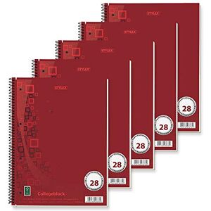 Stylex 43878-P5 Collegeblock Premium kariert, 5 Stück, DIN A4, 80 Blatt, 90 g/m² Papier, Spiralbindung Stylex 43878-P5 Collegeblock Premium kariert, 5 Stück, DIN A4, 80 Blatt, 90 g/m² Papier, Spiralbindung