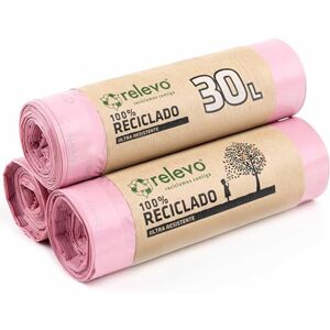 Relevo Rosa Müllbeutel mit Zugband – 30L (B 55 cm x H 60 cm), 45 Beutel (3 Rollen × 15 Beutel) mit Duft & Extra Stark 100% Recyceltes LDPE aus Gewächshäusern Zertifiziert (Blauer Engel) Relevo Rosa Müllbeutel mit Zugband – 30L (B 55 cm x H 60 cm), 45 Beutel (3 Rollen × 15 Beutel) mit Duft & Extra Stark 100% Recyceltes LDPE aus Gewächshäusern Zertifiziert (Blauer Engel)