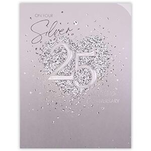 Clintons : Bling Heart Glückwunschkarte zum 25. Hochzeitstag, 11 x 15 cm Clintons : Bling Heart Glückwunschkarte zum 25. Hochzeitstag, 11 x 15 cm
