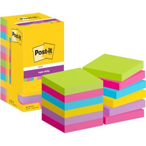 Post-it Super Sticky Notes, Farbig, Vorteilspackung mit 12 Blöcken, 90 Blatt pro Block, 76 mm x 76 mm Extra-stark klebende Notizzettel Post-it Super Sticky Notes, Farbig, Vorteilspackung mit 12 Blöcken, 90 Blatt pro Block, 76 mm x 76 mm Extra-stark klebende Notizzettel