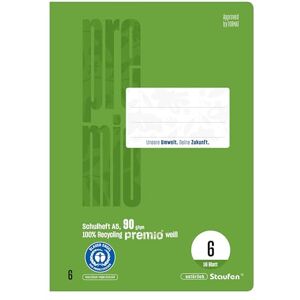 Staufen premio Schulheft 10 Hefte je 16 Blatt, DIN A5, Lineatur 3 (14 Doppellinien), 90 g/m² Recyclingpapier, runde Ecken verhindern „Eselsohren“ Staufen premio Schulheft 10 Hefte je 16 Blatt, DIN A5, Lineatur 3 (14 Doppellinien), 90 g/m² Recyclingpapier, runde Ecken verhindern „Eselsohren“