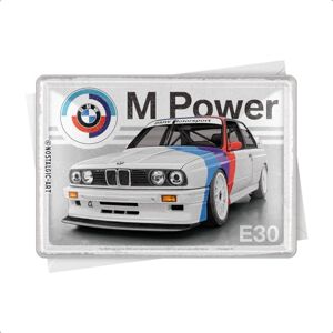 Retro Blechpostkarte, 10 x 14 cm, BMW Motorsport – M Power E30 – Geschenk-Idee für BMW Fans, Original Lizenzprodukt (OLP), Postkarte aus Metall, Mini-Blechschild als Grußkarte Retro Blechpostkarte, 10 x 14 cm, BMW Motorsport – M Power E30 – Geschenk-Idee für BMW Fans, Original Lizenzprodukt (OLP), Postkarte aus Metall, Mini-Blechschild als Grußkarte