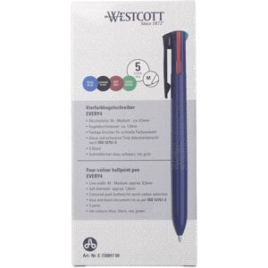 Westcott Vierfarbkugelschreiber EVERY4 5 Stück 4 Farben Kugelschreiber Blau, Schwarz, Rot, Grün Mehrfarbiger Kugelschreiber Dokumentenecht nach ISO 12757-2 E-730847 00 Westcott Vierfarbkugelschreiber EVERY4 5 Stück 4 Farben Kugelschreiber Blau, Schwarz, Rot, Grün Mehrfarbiger Kugelschreiber Dokumentenecht nach ISO 12757-2 E-730847 00