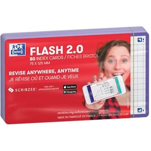 Oxford FLASH 2.0 Karteikarten A7, Lernkarten, 75x125mm, kariert, violett, 80 Blatt Oxford FLASH 2.0 Karteikarten A7, Lernkarten, 75x125mm, kariert, violett, 80 Blatt