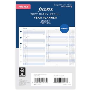 Filofax Kalender Pocket Jahresplaner vertikal (englisch)2027 Filofax Kalender Pocket Jahresplaner vertikal (englisch)2027