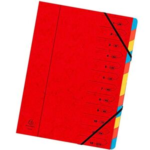 Exacompta 54125E Premium Ordnungsmappe geheftet. Aus extra starkem Colorspan-Karton DIN A4 12 vollfarbige bunte Fächer und 2 Gummizüge mit Organisationsdruck Ringmappe Register-Mappe rot Exacompta 54125E Premium Ordnungsmappe geheftet. Aus extra starkem Colorspan-Karton DIN A4 12 vollfarbige bunte Fächer und 2 Gummizüge mit Organisationsdruck Ringmappe Register-Mappe rot