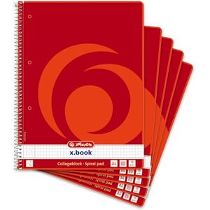 Herlitz Collegeblock x.book A4, Lineatur 22, 80 Blatt, Rand innen, 5 Stück Herlitz Collegeblock x.book A4, Lineatur 22, 80 Blatt, Rand innen, 5 Stück
