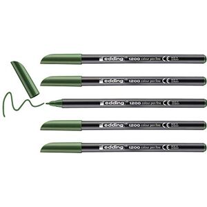 edding 1200Fasermaler fein oliv-grün 5 Stifte Rundspitze 1 mm Filzstift zum Zeichnen und Schreiben für Schule, Mandala edding 1200Fasermaler fein oliv-grün 5 Stifte Rundspitze 1 mm Filzstift zum Zeichnen und Schreiben für Schule, Mandala