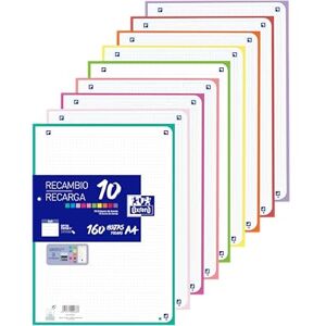 Oxford A4-Blätter, kariert, perforiert, 160 Blatt, kariert, 5 x 5, 10 Bandfarben Oxford A4-Blätter, kariert, perforiert, 160 Blatt, kariert, 5 x 5, 10 Bandfarben