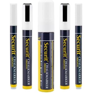 SECURIT 5er-Set Kreidemarker Für nicht-poröse Oberflächen (Schwarze Tafel, Glas, Metall, Spiegel...) Unterschiedliche Spitzenstärken Weiß SECURIT 5er-Set Kreidemarker Für nicht-poröse Oberflächen (Schwarze Tafel, Glas, Metall, Spiegel...) Unterschiedliche Spitzenstärken Weiß