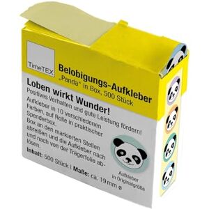 TimeTEX Belobigungs-Aufkleber "Panda" Lehrersticker für motivierendes Feedback 500 Sticker in praktischer Spender-Box 1 Motiv mit verschiedenfarbigen Hintergründen 19 mm ø TimeTEX Belobigungs-Aufkleber "Panda" Lehrersticker für motivierendes Feedback 500 Sticker in praktischer Spender-Box 1 Motiv mit verschiedenfarbigen Hintergründen 19 mm ø