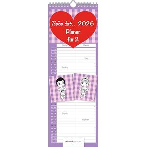 Alpha Liebe ist… Planer für Zwei 2026 – Partnerkalender 15×42 cm mit 2 Spalten, süßen Illustrationen & großen Schreibfeldern, perfektes Geschenk für Paare, gemeinsame Alltagsplanung Alpha Liebe ist… Planer für Zwei 2026 – Partnerkalender 15×42 cm mit 2 Spalten, süßen Illustrationen & großen Schreibfeldern, perfektes Geschenk für Paare, gemeinsame Alltagsplanung