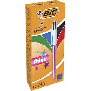 BIC 4 Farben Kugelschreiber Set 4 Colours Shine, Schaft in metallic pink, 12er Pack, Ideal für das Büro, das Home Office oder die Schule BIC 4 Farben Kugelschreiber Set 4 Colours Shine, Schaft in metallic pink, 12er Pack, Ideal für das Büro, das Home Office oder die Schule