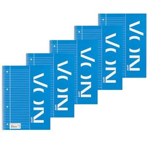Leitz VON Collegeblock A4 liniert, 5er Pack, Notizblock mit 160 Seiten, 80 Blatt, Ideal für Büro, Studium und Schule, mit Rand links, 45750001 Leitz VON Collegeblock A4 liniert, 5er Pack, Notizblock mit 160 Seiten, 80 Blatt, Ideal für Büro, Studium und Schule, mit Rand links, 45750001